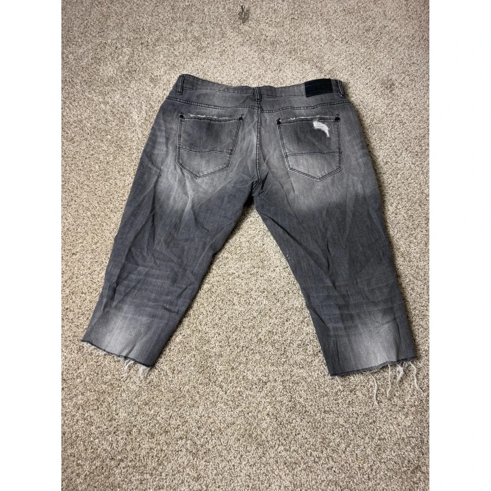 Jordan Craig Sean Distressed Denim Shorts Faded Black Mens 38 Cut Off Ripped